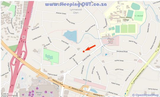 Map Glen Maine Guest House in Lynnwood Glen  Pretoria East  Pretoria / Tshwane  Gauteng  South Africa