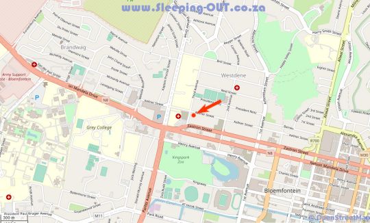 Map Hydro Guest House in Westdene  Bloemfontein  Mangaung  Free State  Zuid-Afrika