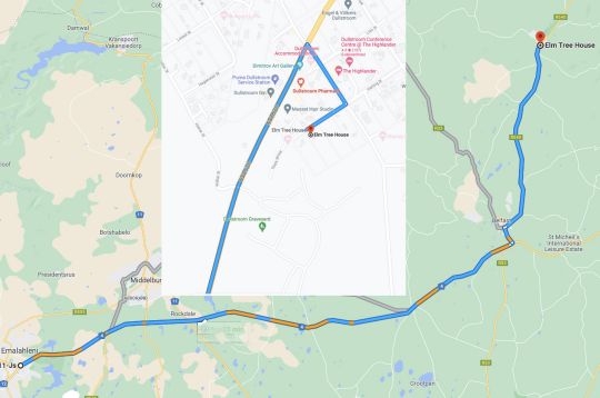 Map Elm Tree House in Dullstroom  Highlands  Mpumalanga  Südafrika