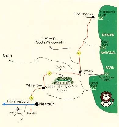 Map Highgrove House in Hazyview  The Panorama  Mpumalanga  Südafrika