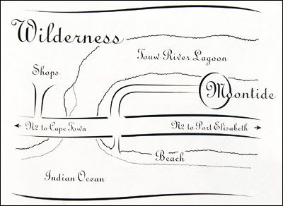 Map Moontide Guest Lodge in Wilderness  Garden Route  Western Cape  Südafrika