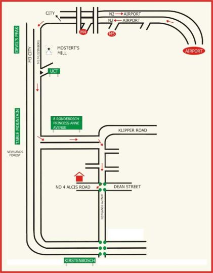 Map Newlands Guest House in Newlands (CPT)  Southern Suburbs (CPT)  Kapstadt  Western Cape  Südafrika