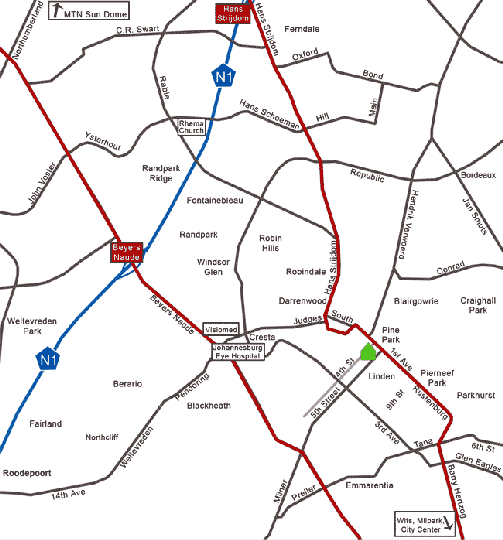 Map Panhandle Place in Linden  Northcliff/Rosebank  Johannesburg  Gauteng  Zuid-Afrika