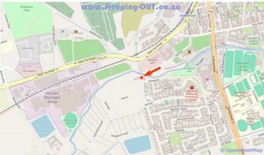 Map River Front in Stellenbosch  Cape Winelands  Western Cape  South Africa