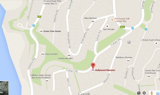 Map Hollywood Mansion & Spa Camps Bay  in Camps Bay  Atlantic Seaboard  Kaapstad  Western Cape  Zuid-Afrika