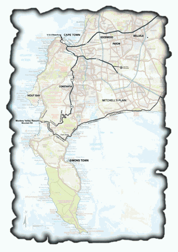 Map Monkey Valley Resort in Noordhoek  False Bay  Kaapstad  Western Cape  Suid-Afrika