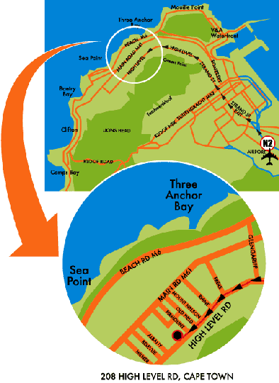Map Mountview Spa and Guest House in Sea Point  Atlantic Seaboard  Le Cap  Western Cape  Afrique du Sud
