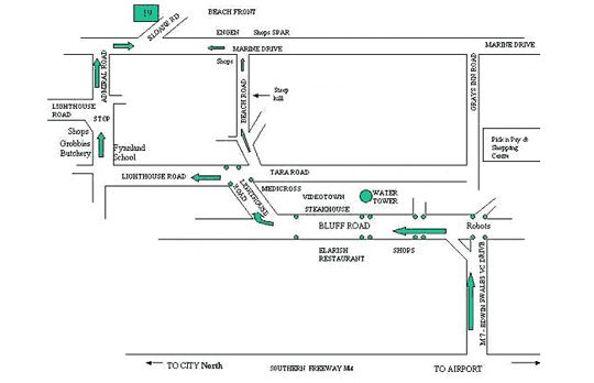 Map All Seasons B&B in Bluff  Durban  Durban and Surrounds  KwaZulu Natal  Zuid-Afrika