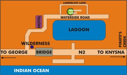 Map Waterside Lodge in Wilderness  Garden Route  Western Cape  Südafrika