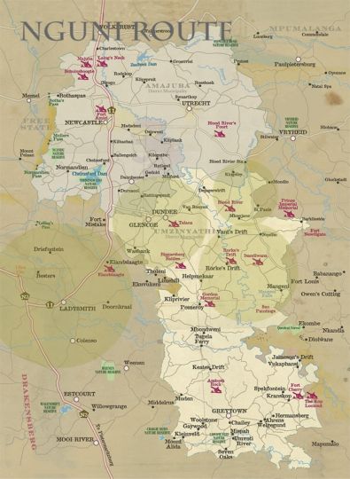 Map Lalalapha in Glencoe  Battlefields  KwaZulu Natal  Afrique du Sud