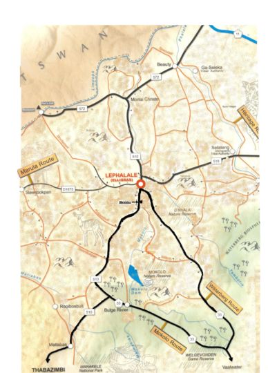 Map Molalatau Lodge & Campsites in Lephalale  Waterberg  Bushveld  Limpopo  South Africa