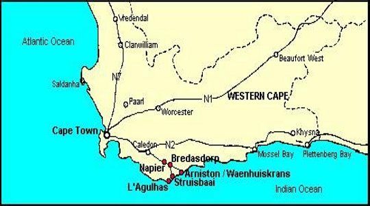Map Gunner\'s Lodge  in Napier  Overberg  Western Cape  Zuid-Afrika