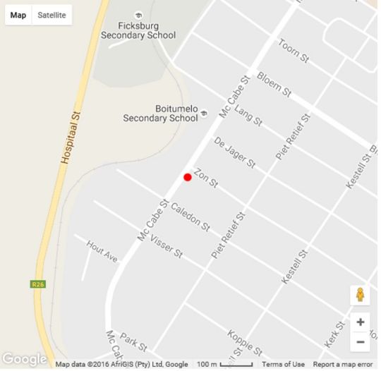 Map Ficksburg Country Cottage in Ficksburg  Thabo Mofutsanyana  Free State  Zuid-Afrika