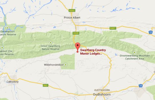 Map Swartberg Country Manor in Oudtshoorn  Klein Karoo  Western Cape  South Africa