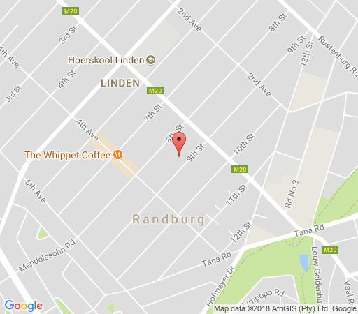 Map Cherry Tree Cottage in Linden  Northcliff/Rosebank  Johannesburg  Gauteng  Afrique du Sud