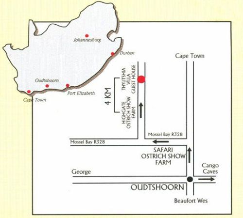 Map Thylitshia Villa Country Guesthouse in Oudtshoorn  Klein Karoo  Western Cape  Afrique du Sud