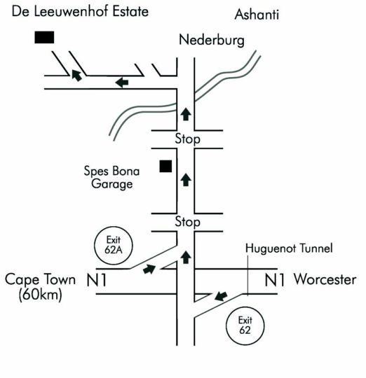 Map De Leeuwenhof Hotel and Guesthouse in Paarl  Cape Winelands  Western Cape  Suid-Afrika