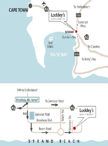 Map Loddey\'s Guest House in Strand  Helderberg  Western Cape  Zuid-Afrika