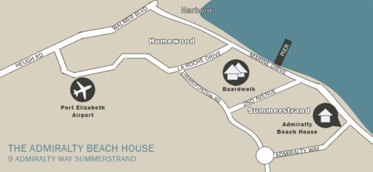 Map Admiralty Beach House in Summerstrand  Port Elizabeth / Gqeberha  Cacadu (Sarah Baartman)  Eastern Cape  Suid-Afrika