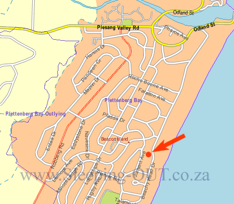 Map Periwinkle Lodge in Plettenberg Bay  Garden Route  Western Cape  Zuid-Afrika