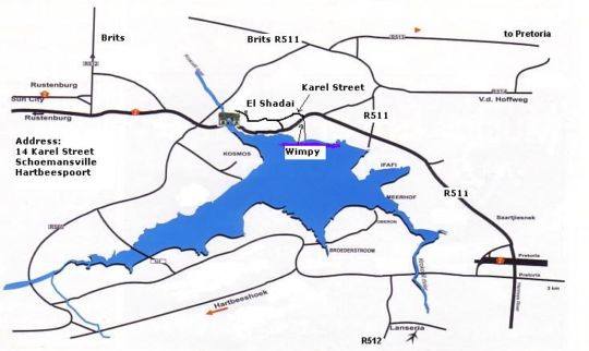 Map El Shadai Guest House Hartbeespoort in Hartbeespoort  Bojanala  North West  South Africa