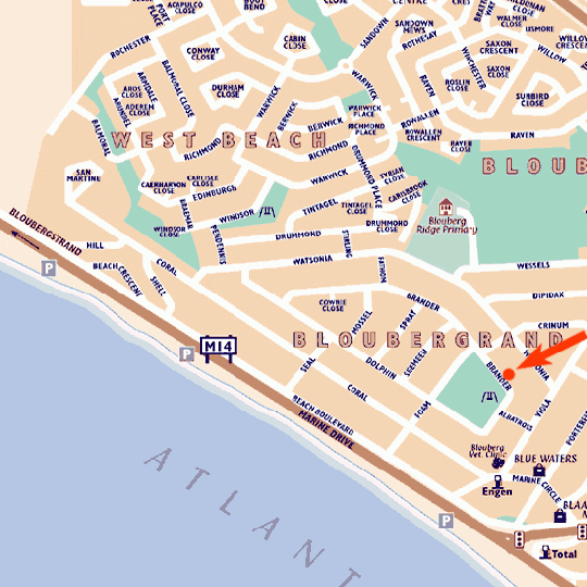 Map Peak Village Lodge in Bloubergstrand  Blaauwberg  Cape Town  Western Cape  South Africa