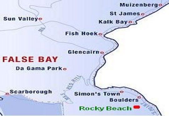 Map Rocky Beach Self Catering Apartment in Simon's Town  False Bay  Kapstadt  Western Cape  Südafrika