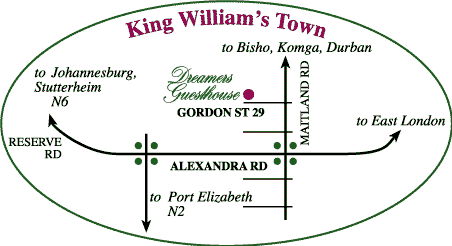 Map Dreamers Guest House in King Williams Town  Amatole  Eastern Cape  South Africa