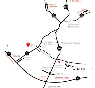 Map Webersburg Guest House in Stellenbosch  Cape Winelands  Western Cape  Afrique du Sud