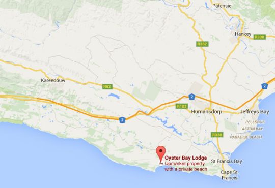 Map Oyster Bay Lodge in St Francis Bay  Cacadu (Sarah Baartman)  Eastern Cape  South Africa