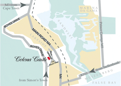 Map Colona Castle Manor House in Lakeside  False Bay  Kaapstad  Western Cape  Zuid-Afrika