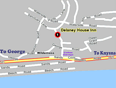 Map The Old Post Office Lodge in Wilderness  Garden Route  Western Cape  South Africa