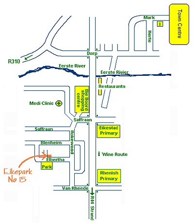 Map Eikepark Self Catering in Stellenbosch  Cape Winelands  Western Cape  Südafrika