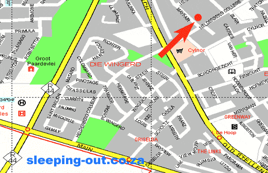 Map Mooring House Guest Lodge in Somerset West  Helderberg  Western Cape  Afrique du Sud