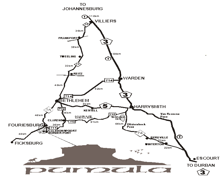 Map Pumula Guest Farm in Fouriesburg  Thabo Mofutsanyana  Free State  South Africa