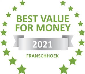 Sleeping-OUT's Guest Satisfaction Award. Based on reviews of establishments in Franschhoek, Maison Chablis Guest House has been voted Best Value for Money in Franschhoek for 2021