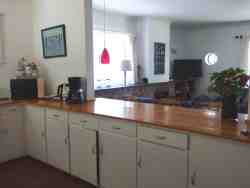 The kitchen looking towards the lounge area