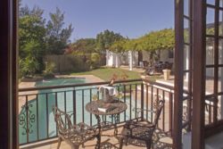 View from Bedroom 1 onto pool
