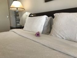 Luxurious crisp white cotton linen bedding