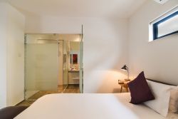 Patio Self-Catering Suite, en suite bathroom with shower