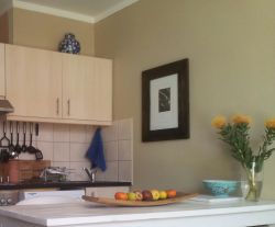 Side view of kitchen area