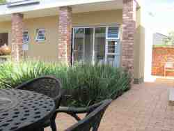 An outside seating area
