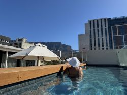 View of Table mountain from swimming pool on 6th floor - facility managed by The Lighthouse Holistic, 