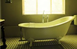 George & Philippa en-suite has a slipper bath and a shower