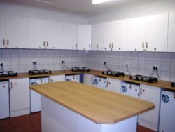 Each cabin is allocated a self catering unit in this kitchen.