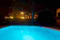 Evening at pool area.