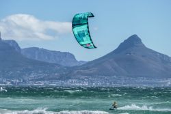Kite Surfing with Table Mountain in the background