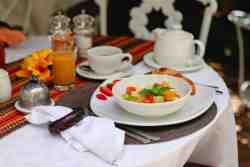We'll serve you your favourite breakfast. Fruit juice, fruit salad amongst other delicious options
