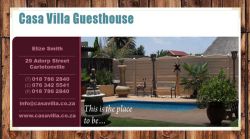Sleeping-OUT’s annual Guest Satisfaction Awards. Based on reviews of establishments in your area, Casa Villa Guest House has been voted Best Establishment in Carletonville for 2016. www.casavilla.co.za