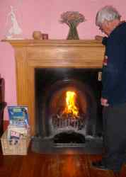 Fireplace in tv room